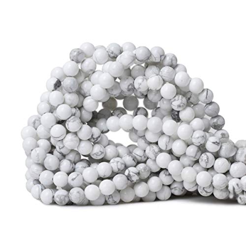 Cheavian 6Mm 60Pcs Natural White Howlite Gemstone Round Loose Stone Beads For Jewelry Making Diy Crafts Design 1 Strand 15" #TOP5