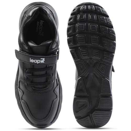 Image of Liberty Leap7x SCHLPRO-3 Uniform School Shoes for Kids with EVA Sole | PU Upper Quick-Wear Velcro Closure | Stylish & Lightweight | Comfortable Footbed | Memory Foam Insole