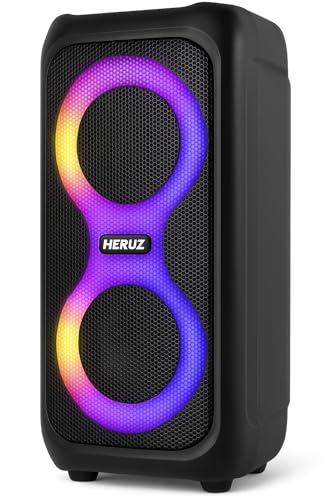 Caixa de Som Bluetooth com LED FM, USB Pendrive Grande Potencia Heruz