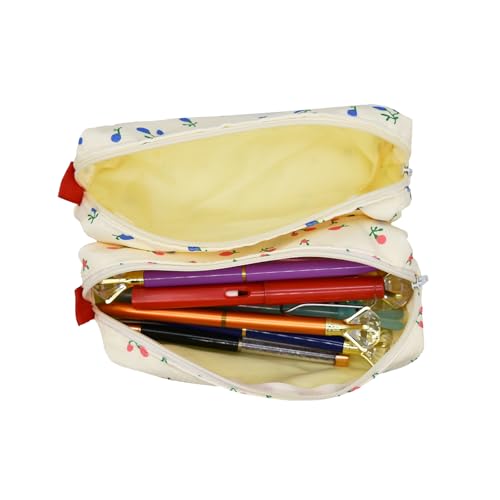 Image of Lopenel 2 PCS Cute Pencil Case Floral Pencil Pouch Bag Floral Pen Holder Storage Cosmetic Makeup Bag for Women At Home (2 Soft Cotton)