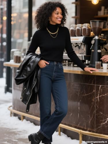 Image of SANGTREE Women's Turtleneck Sweaters Long Sleeve Pullover Tops | Breathable Lightweitht Fabric| Fall Winter Fashion Outfits| Perfect for Daily,Office,Vacations,Holiday,Family Gatherings Etc.