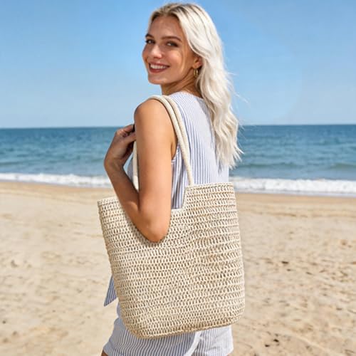 Bolso Tote tejido de playa para mujer grande miniatura 2