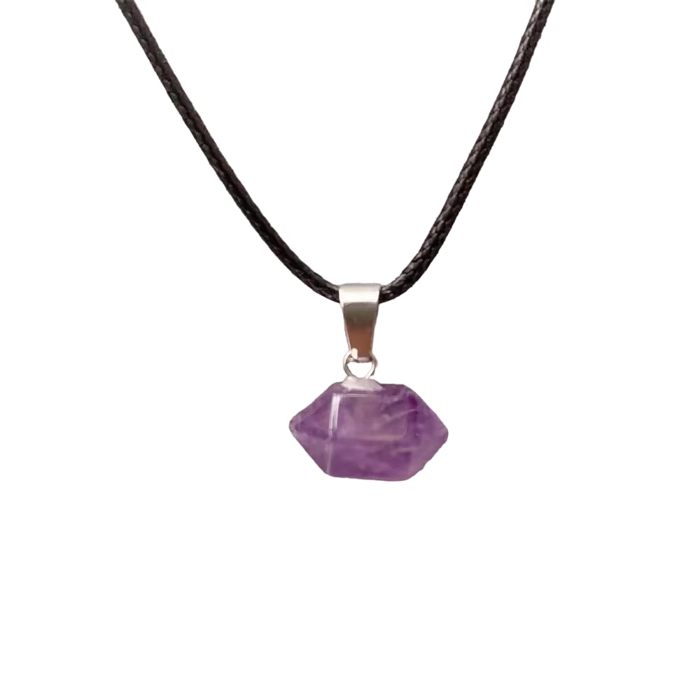 the men thing AMETHYST - Natural Crystal Pendant with 19inch Leather Rope Chain for Men & Boys-picture-19