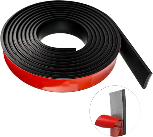 ACTIUSIS Tiras de goma autoadhesivas, 25 mm x 3 mm x 300 cm, Neopreno, Negro, Perfil de goma maciza, para juntas de bricolaje, protección de suelos