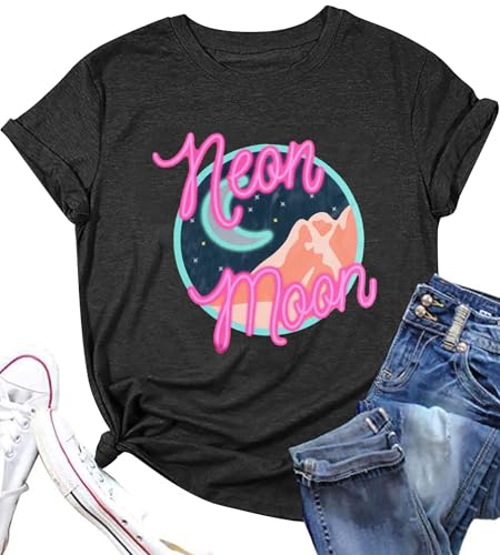 Neon Moon Shirt Women Country Music T Shirts Neon Shirts Western Graphic Tees Funny Summer Moon Stars Concert Tops2