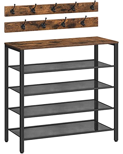 ALLOSWELL Ensemble d'étagère à chaussures SRHR0201 - 5 niveaux - Avec 9 crochets - Pour manteaux, chapeaux, sacs, entrée, couloir, placard Cover