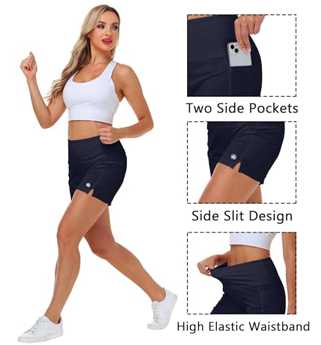 Image of AOBUTE Womens High Waist Swim Board Shorts with Pockets Quick Dry Bike Shorts