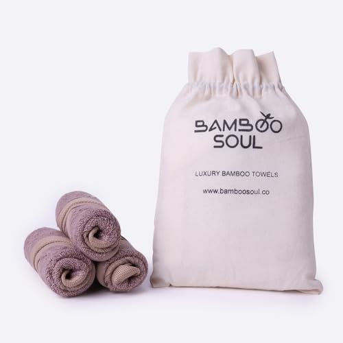 Image of Bamboo Soul Bamboo Face Towel | Ultra Absorbent & Super Soft | 30 x 30 cm - 550 GSM | Pack of 3 (Dark Beige)