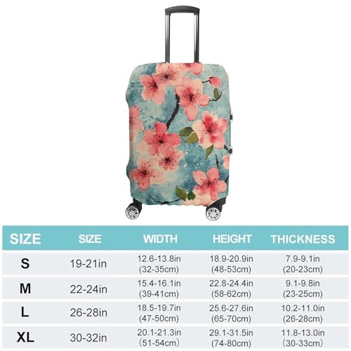 Cherry Watercolor Blossoming Travel Luggage Cover for Suitcase 19-32 Inches Elastic Washable Baggage Protector2