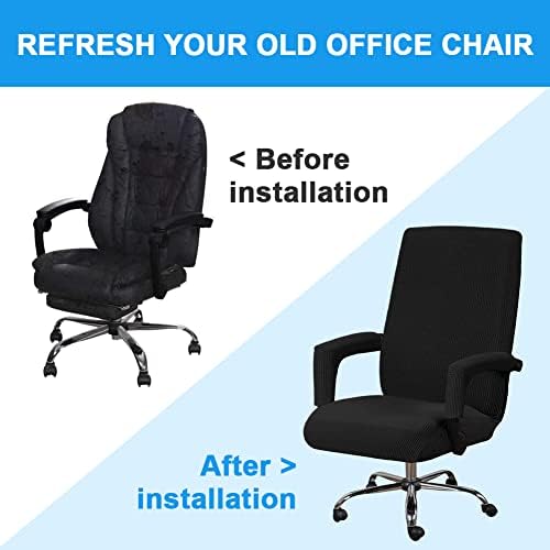 Stretch Office Chair Seat Covers with Armrest Sleeve, Jacquard Pattern High Back Computer Chair Slipcovers Removable Stretchable Covers Armchair Covers for Universal Rotating Boss Chair