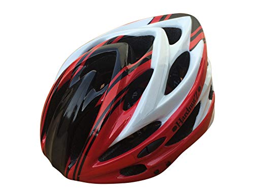 HardnutZ HN103 Casco de Ciclismo de Carretera, HN103StealthHV, Rojo, Negro, Blanco, Unisex Adulto, Color Rojo, Negro, Blanco, tamaño 54-61 cm