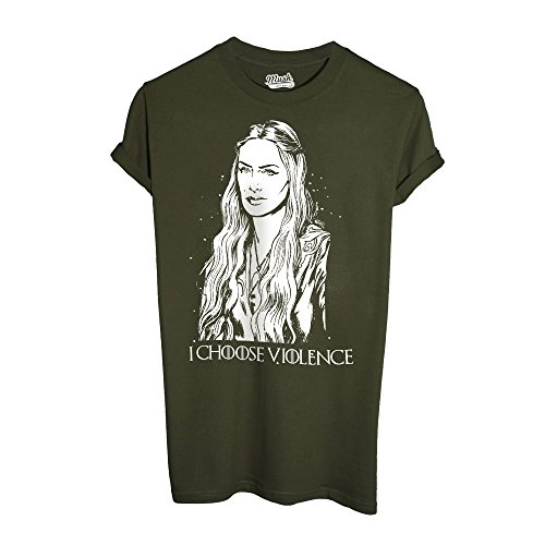 MUSH T-Shirt Cersei Lannister - Violence - Film by Dress Your Style - Uomo-M-Verde Militare