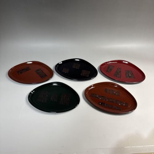 Tsugaru Lacquer Shell Shaped Dish, Figure-Changing Dish, Set of 5 Guests