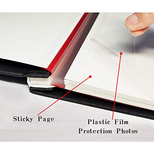 Photo Album Self Adhesive 3x5 4x6 5x7 8.5x11 Magnetic Scrapbook 11 x Width 10.6 (Inches) 40 Pages Linen Cover DIY Photo Album with A Metallic Pen - Thumbnail 3