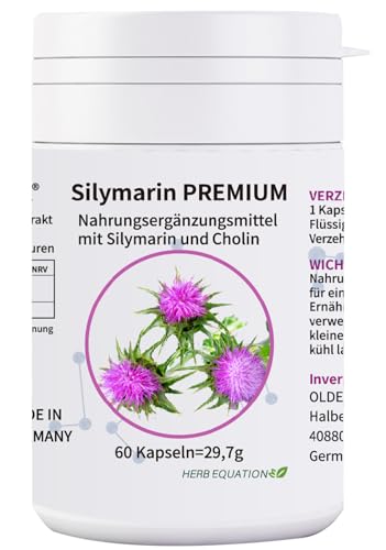 OLDELA SILYMARIN PREMIUM mit Cholin für deine Leber und Mariendistel (80% Silymarin) vegan und produziert in Deutschland (60 Kapseln)