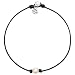 Freshwater Single Pearl Necklace Choker on Genuine Leather Cord Jewelry for Women 15'' Black
