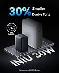 INIU USB C Chargeur, 30W PD QC 3.0 Bloc de chargeur de type C rapide à deux ports, USB C Chargeur mural avec prise pliable pour iPhone 16 15 14 13 12 Pro Max Samsung S22 S21 Remarque 20 iPad Pro Google AirPods