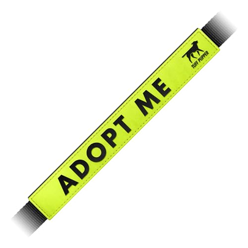 Tuff Pupper Waterproof Leash Sleeve | Fits Any Standard Size 1 Inch Wide Leash | Dual Sided Message | Durable Neoprene & Silicone | Odor & Stink Proof | Easy Secure On & Off (1 Pack, Adopt Me)