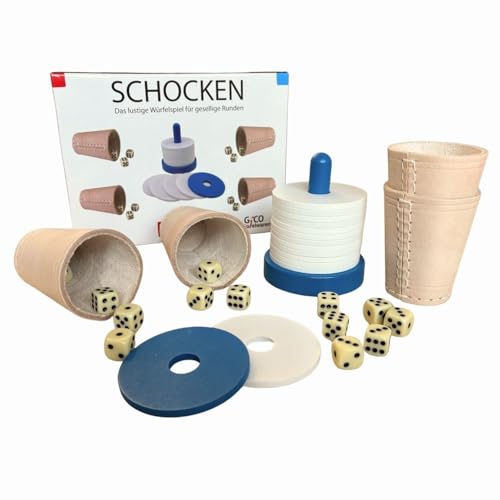 GICO Schocken Set - Komplett mit Schockbesteck 4 Würfelbecher und 12 Würfeln - Jule Meiern Maxen Mörkeln - 7959