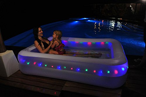 Fineway. Giant Rectangular Lighted Swimming Paddling Pool LED LIGHT Inflatables Size 79"X59"X20" With Electric Air Pump 240v Fineway. Giant Rectangular Lighted Swimming Paddling Pool LED LIGHT Inflatables Size 79"X59"X20" With Electric Air Pump 240v
