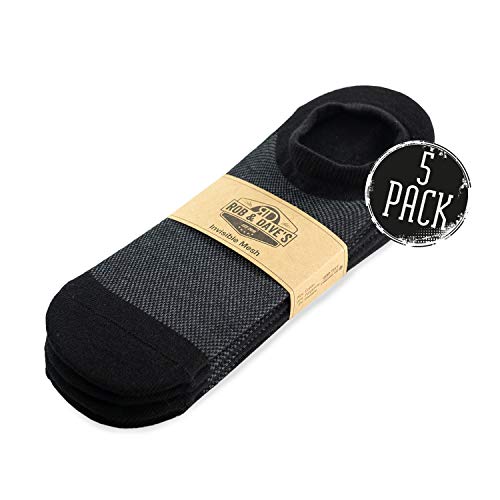 Rob & Dave´s Calcetines Invisibles de Malla - 5 Pares - Top OEKO Tex - Calcetines Hombres - Calcetines Mujer - Calcetines sin Costuras Incómodas - Malla Blanco y Negro - Caña Cómoda - Sin Silicona