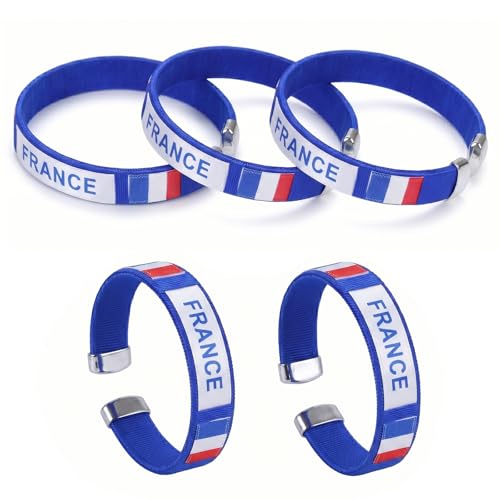 5 pcs bracelet France supporter, bracelet rugby,bracelet cordon,bracelet drapeau
