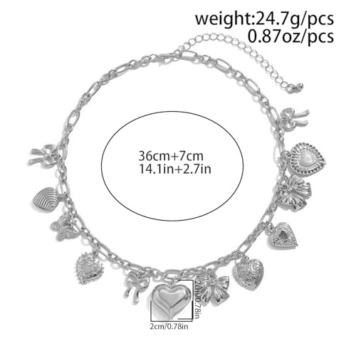 MIFYNN Gold Charm Necklaces for Women Heart Bow Shell Pendant Necklace Statement Choker Necklace Summer Beach Necklace Jewelry Gifts for Women4