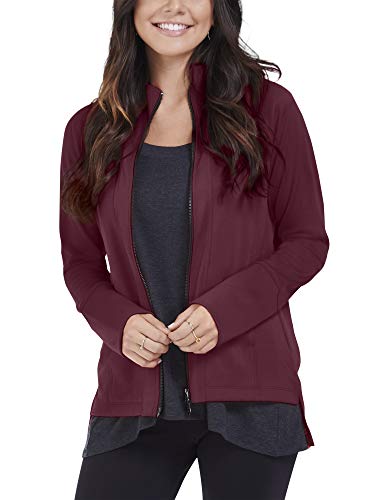 Seek No Further By Fruit Of The Loom Women's Long Sleeve Full Zip Raglan Track Jacket, Athletic Maroon, Small #TOP15