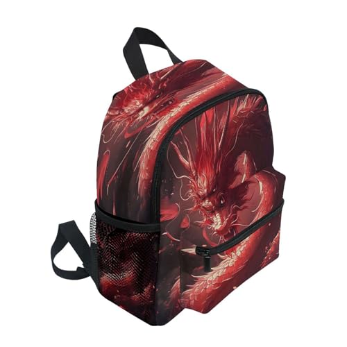 panksolu Fierce Red Dragon Toddler Backpack for Boys Girls,Kid Backpack with Chest Clip and Name Tag, S2