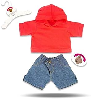Build Your Bears Wardrobe Teddy Bear Clothes Hooded Jeans Outfit fits Build a Bear Teddies (red)