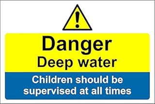 Danger deep water children should be supervised at all times sign - 3mm Aluminium sign 300mm x 200mm