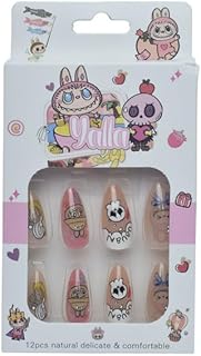 طقم اظافر بلاستيك بالضغط بتصميم سكوفال ومتعدد الالوان للاطفال، 12 قطعة - متعدد الالوان