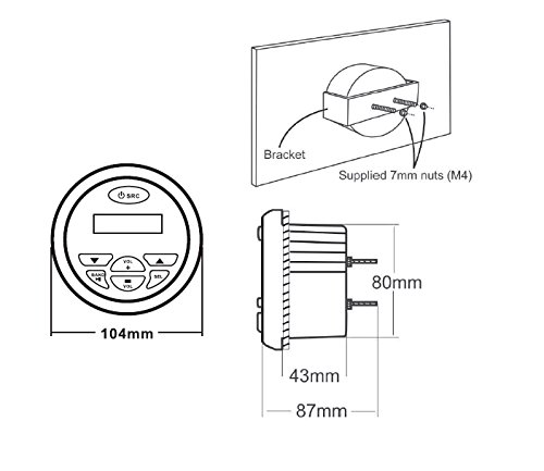 Waterproof Bluetooth Marine Stereo Receiver with MP3 Player AM FM Radio and USB for Streaming Music on Boats Golf Carts ATV UTV and Spa Hot Tubs