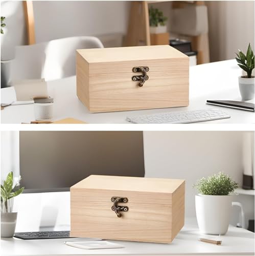 Rhblme WOOD BOXES FOR CRAFTS 10 Pack Wooden Box With Hinged Lid thumb #4