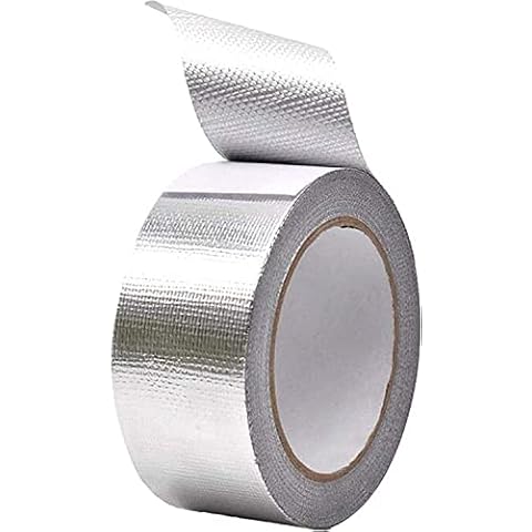 EA ARENA Glass Fibre Aluminium Foil Adhesive Tape,2inch x 82ft Duct Insulation Tape High Temperature Heavy Duty Metal Tape Reinforced Aluminum Foil Tape Waterproof Tape, Silver Cover