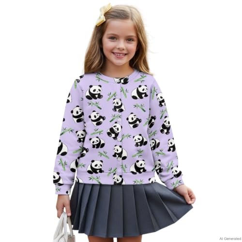 Image of Girls Cardigans Sweater Long Sleeve Crew Neck Button Down Sweaters School Outerwear for Kids Fall Winter Tops