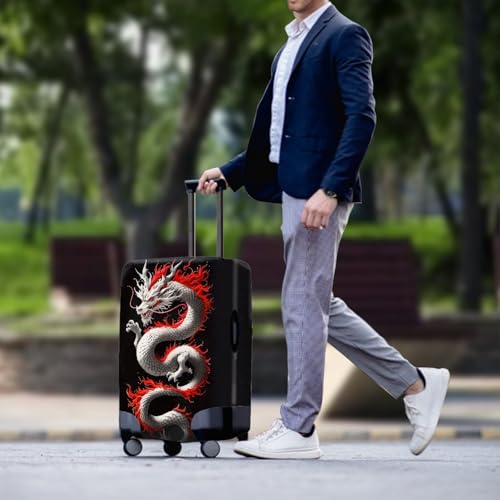 Image of Mumeson Travel Luggage Protection - Elastic Dragon Suitcase Case Covers Fit 18-21 Inch Easy to Install