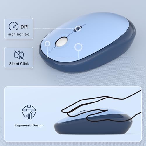 Wireless Keyboard and Mouse Combo, Typewriter Full Size Keyboard with Number Pad, Ergonomic Design for Windows PC Computer Laptop Desktop, Home and Office Use -Blue - Image 8