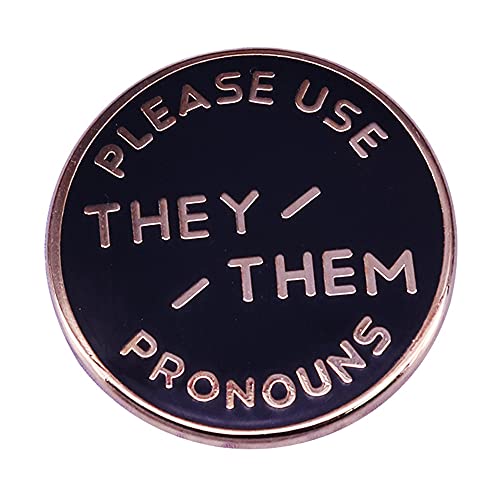 They Them Pronouns Button Pins, Gold They Them Lapel Pin Nonbinary Enamel Pronoun Badge Gay Lesbian Trans Support Protect