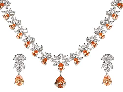 Image of Swasti Jewels Gold Plated CZ Necklace and Earrings Set for Women