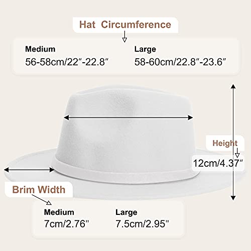 Image of KUJUHA Women Men Wide Brim Fedora Hat
