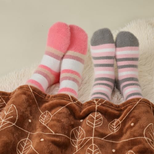 Image of SISOSOCK 5 Pairs Fuzzy Soft Cozy Comfy Socks Warm Birthday Gifts for Women