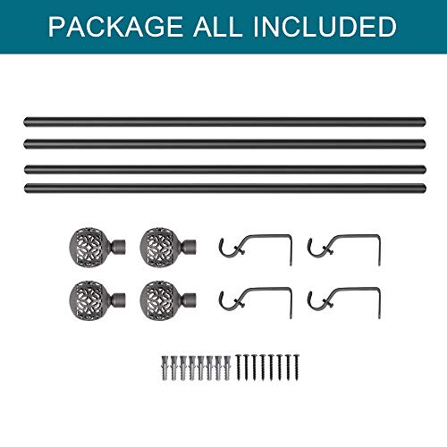 image for Turquoize Decorative Curtain Rods for Windows Adjusts Rod Length 28 to