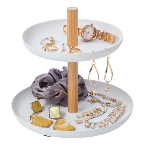 YAMAZAKI Home Tosca 3-Tier Accessory Tray - Jewelry Holder & Storage Organizer - Steel + Wood