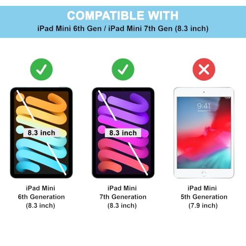 Image of CEDO Smart Case for iPad mini 6 (6th Gen) / iPad mini 7 (7th Gen) 8.3 in Tri-Fold Flip Folio Cover | Pencil Holder | Auto Wake-Up /Sleep Mode | Multi View Angles Stand TPU Backcover (Black)