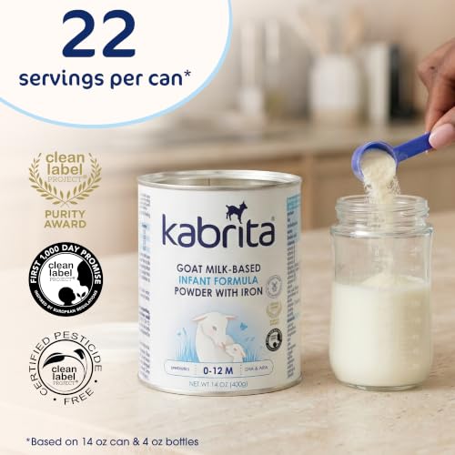 Image of Kabrita Goat Milk-Based Infant Formula Powder, Designed for Gentle Digestion, Gentle Alternative to Cow's Milk, with Iron, DHA, ARA & Prebiotics, for Infants 0-12 Months, Non-GMO, 14 oz (Pack of 12)