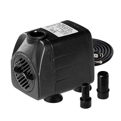 Image of Simple Deluxe 4.3ft High Lift 160GPH 8W Water Table Pump (600L /H) with 2 Nozzles, Perfect for Fish Tank, Pond, Aquarium, Hydroponics, Black