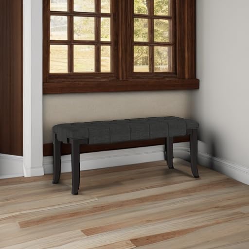 Panchina Ottomana Linon In Tessuto Trapuntato - Marrone, Struttura Legno, Dimensioni 100x40x40 Cm, Per Ingresso E Camera