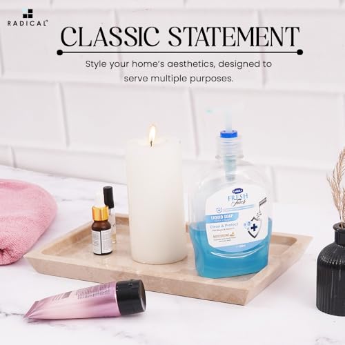 Radicaln Vassoio rettangolare in marmo da 30,5 cm, realizzato a mano, vassoio rettangolare per gioielli, profumi e accessori da bancone - immagine 6