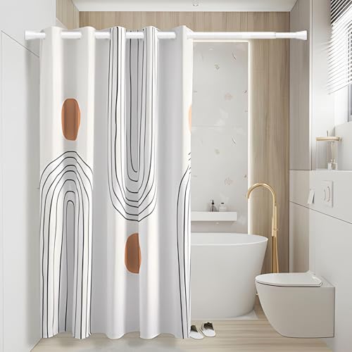 Image of 2Pack Shower Curtain Rod 45 to 77 Inches White Shower Rod Tension Curtain Rod No Drilling Adjustable Curtain Rod Spring Tension Rod Shower Rods for Bathroom,Windows,Kitchen